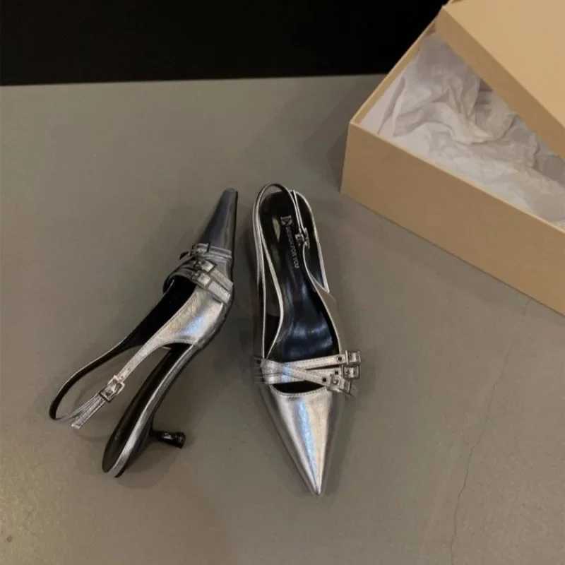 New Ladies High H Wen Sandals Spring Summer Pointed Toe Party Footwear New Fashion Buckle Strap Fem Shoes Hot Pumps Z250107