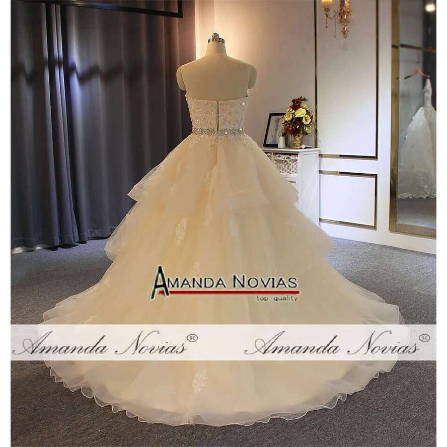 Simple Strapless Wedding Dress Champagne Plus Size