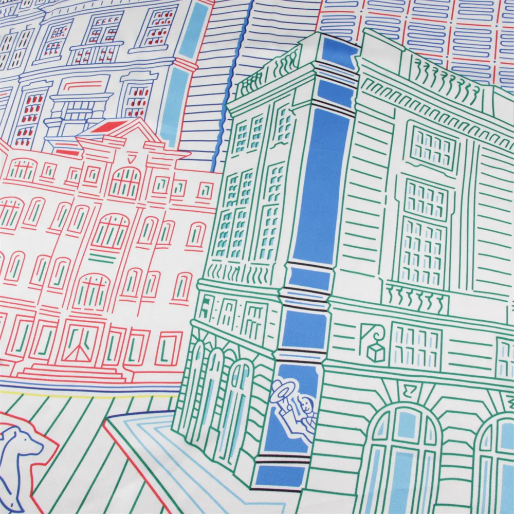 Silk Scarf Women City Buliding Print Square Scarves Head Echarpes Silk Foulards Femme Wraps Beach Shawl Bandana Lady Hijabs 90CM 250106