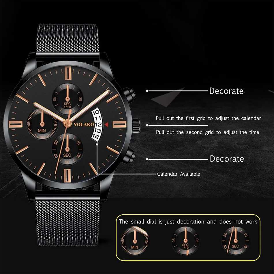 Fashion Mens Watches Classic Blue Stainless Steel Mesh Belt Quartz Wristwatch Luxury Men Business Analog Clock relogio masculinoX250107