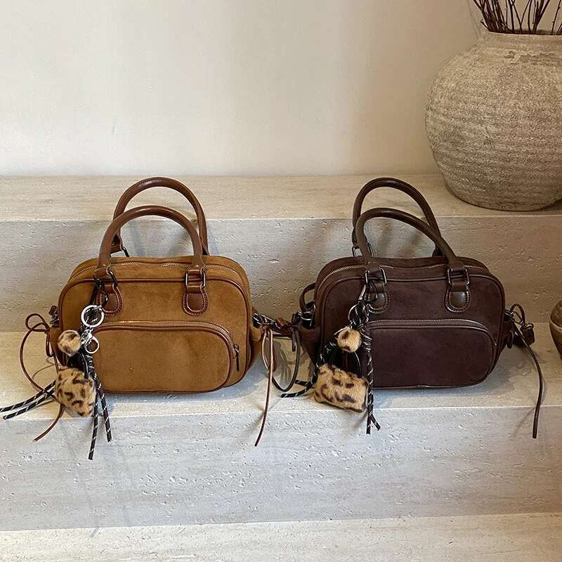 Ddmymarket Retro Small PU Leather Top-handle Bags for Women 2024 Winter Y2K New Fashion Crossbody Shoulder Bag Handbags