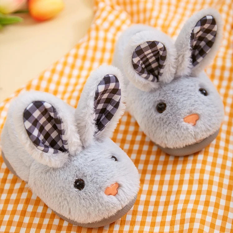 Baby Kids Boy Girl Rabbit Plush Slippers Home Indoor Shoes Furry Slippers Winter Childrens Cute Warm Plush Footwear 250106