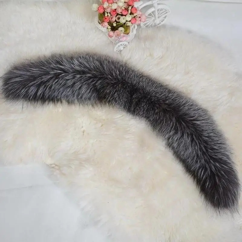 100% Genuine Natural fashion Fur Collar Silver Fox Fur Warm Fashion Scarf Lady Genuine Female Neck Cap Fox Fur Collar 250106