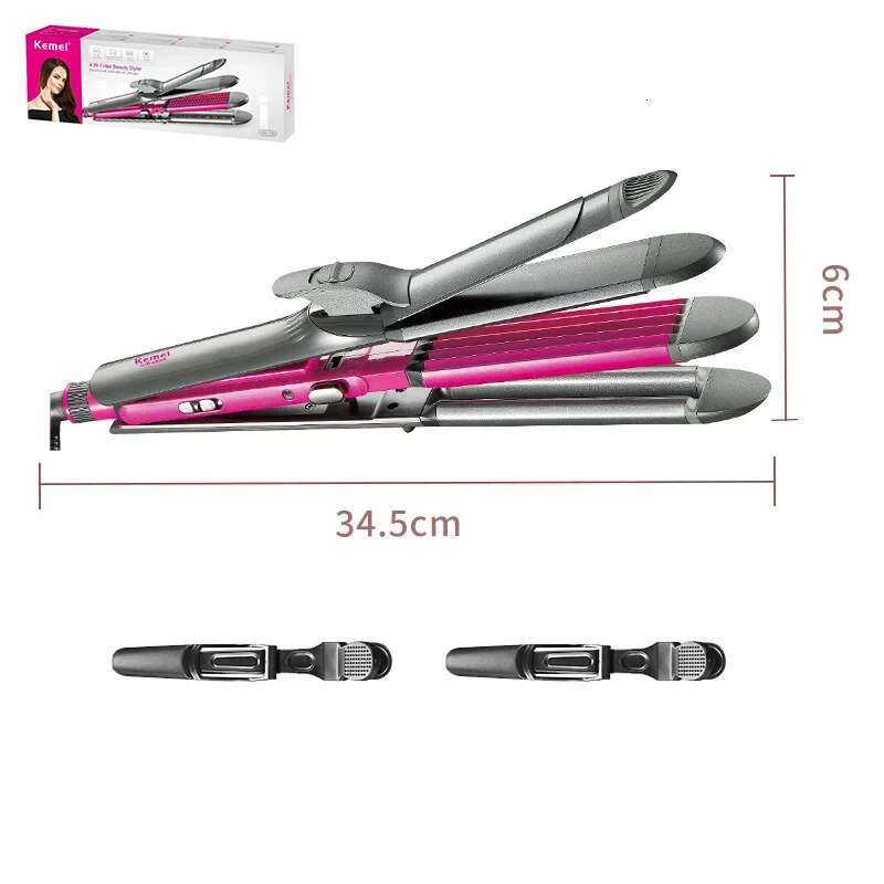 4 in 1 Straightener Crimper Wand Curler Flat and Curg Iron Women Hair Styg Waver Adjustable Temperature