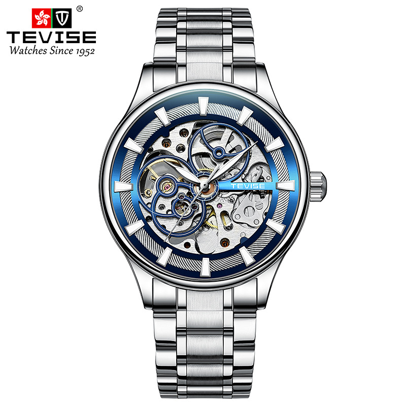 TEVISE Watch Men Luminous Day and Night Star Mechanical Watch, High-end Stylish Waterproof Wristwatch T021-T820F