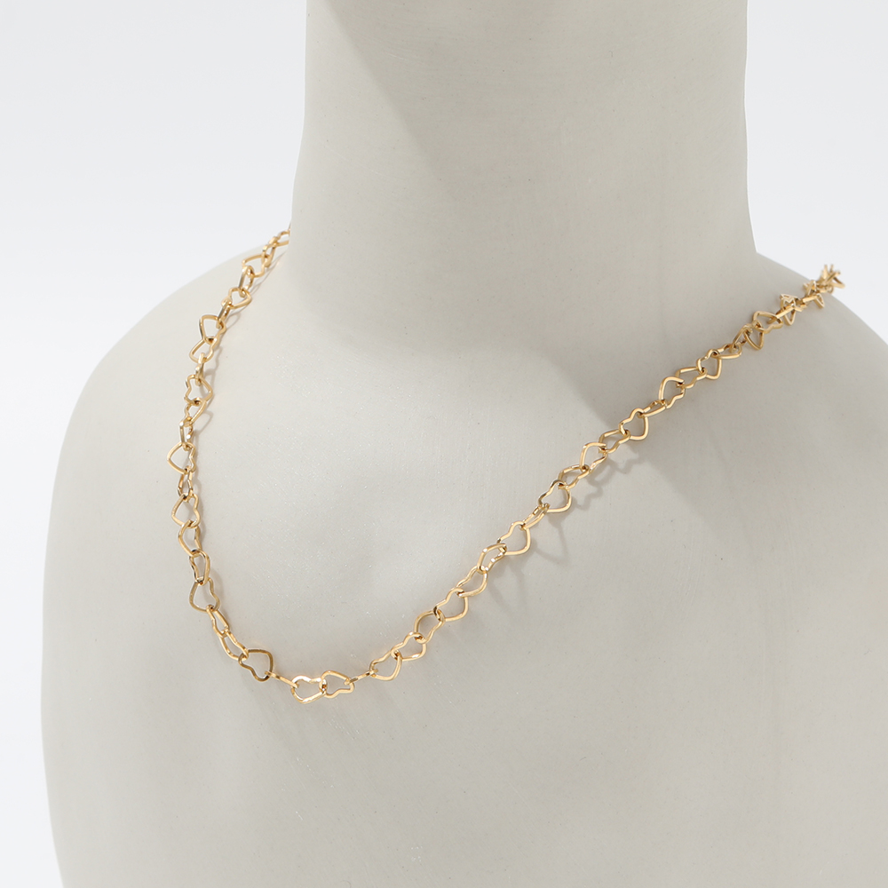 Designer Jewellery Chains 18K Gold Plated Hollow Heart Tennis High Quality Choker Necklace for Daily Wear Gift Textured Dainty Stainless Steel Accesso