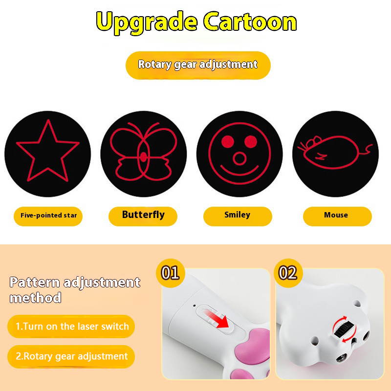 Cute paw laser radiation urine test spot teaser wand cat toys infrared pen USB plug rechargeable