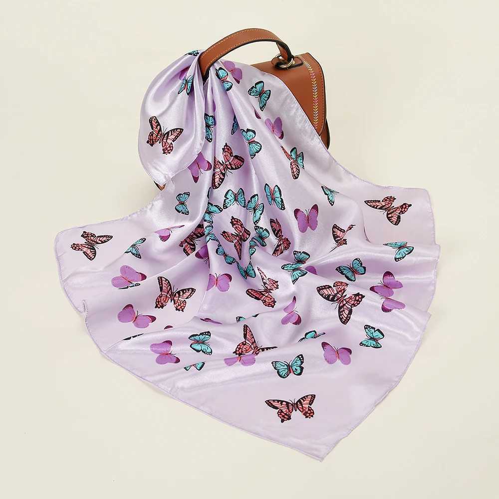 60x60cm small silk scarf womens headscarf retro butterfly hair scarf headscarf Foulard luxury Bandana womens headscarf W250107