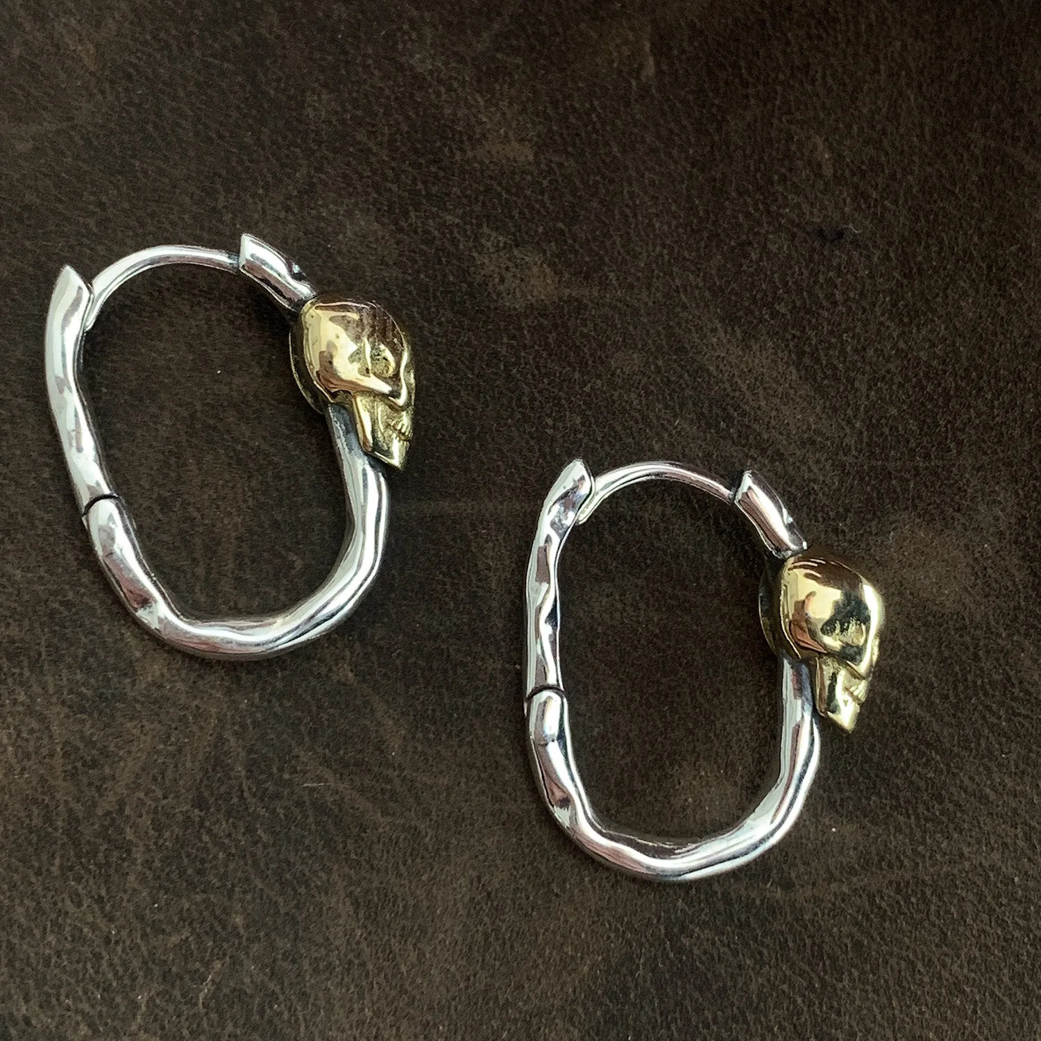 VENFTILLE Silver Gold Color Skull Hoop Earrings for Women Girl Punk Hiphop Jewelry Dropship Wholesale 250103