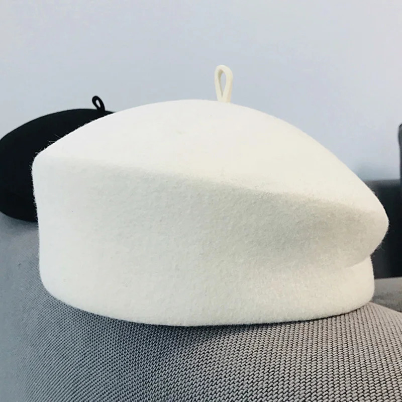 Classic Ladies Beret Hat Fancy Wool Felt Hat Warmer Winter hat Cap White Black Women Fedora Hat Fascinator Pillbox Hat Formal 250106