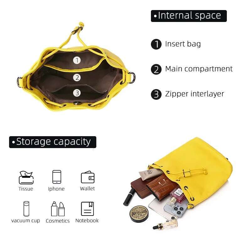 Motingsome Retro Bucket Bag First Layer Genuine Leather Handbag Crossbody Messenger Tote Minimalism Lady Mini Purses 2025 New
