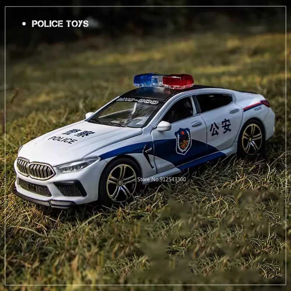 Scale 1/32 M8 police car model toy metal die-casting with pullback 110 simulation vehicle model door can open boys series gift W250106