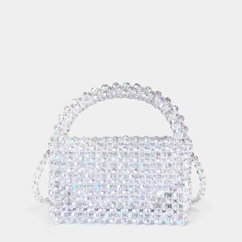 Handmade Woven Diagonal Cross Bag For Women 24 New Color Bead Small Square Bag, Can Be Carried By Hand Or Slung Diagonally