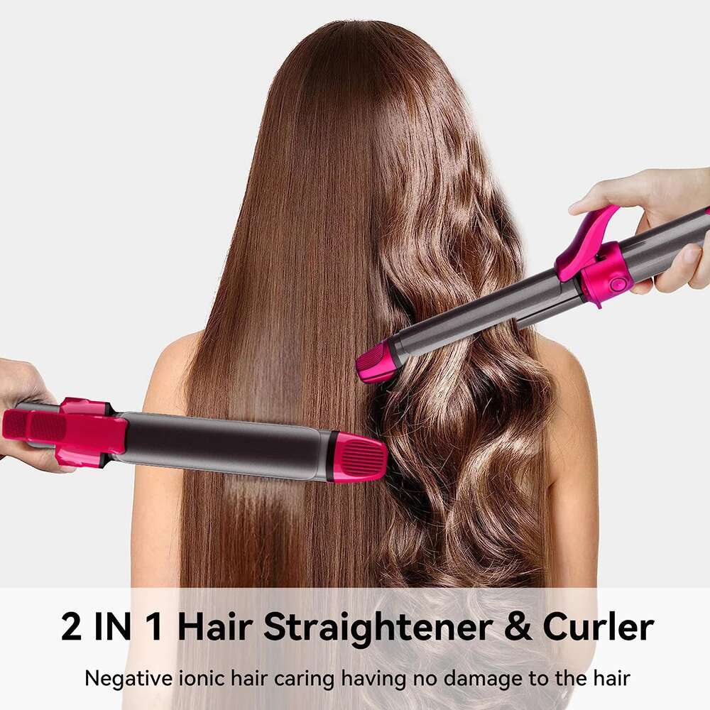Lescolton 2in1 Ceramic Curg Straightener Hair Curler Roller Straightening Irons Styg TooIs Wands Dual Voltage