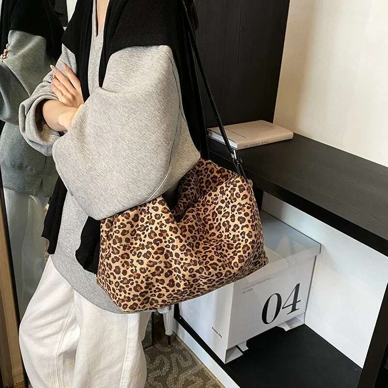 Ddmymarket PU Leather Crossbody Bags for Women 2024 Winter Y2K New Trend Fashion Shoulder Bag Leopard Handbags Designer