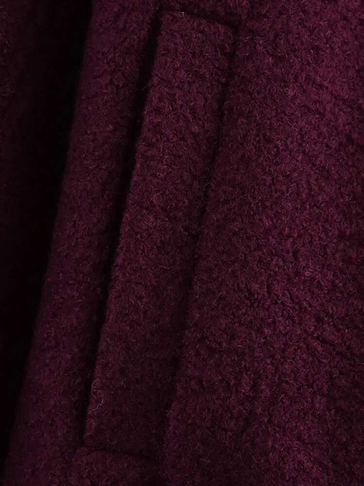 Vintage Zipper Woolen Bomber Jackets Women Loose O Neck Long Sleeve Pocket Lady Coats Early Spring Fashion Female Outwears