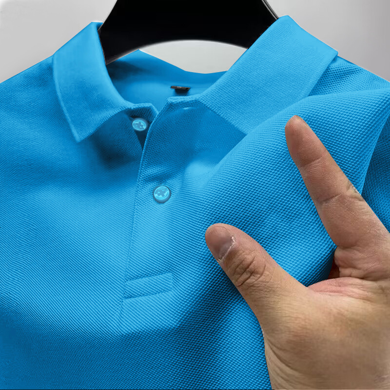Mens polo shirt T-shirt short sleeved summer solid color high-end business casual lapel mens half sleeved T-shirt mens