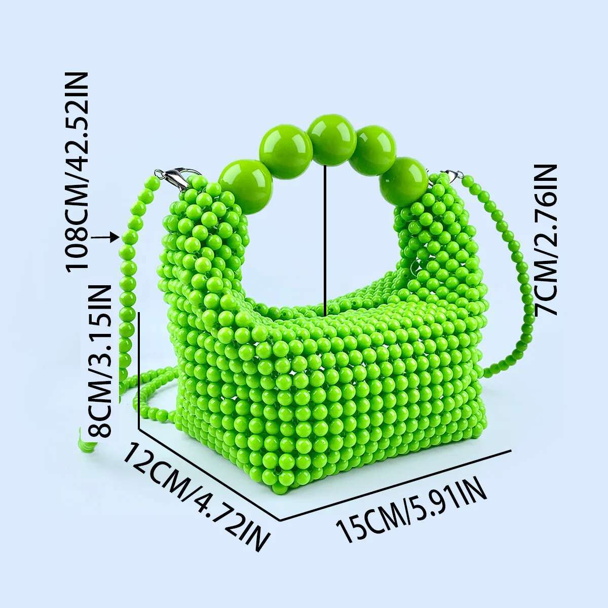 New Fashion Handwoven Everyday Versatile Handheld Chain Strap Diagonal Stranded Bead Handmade Bag