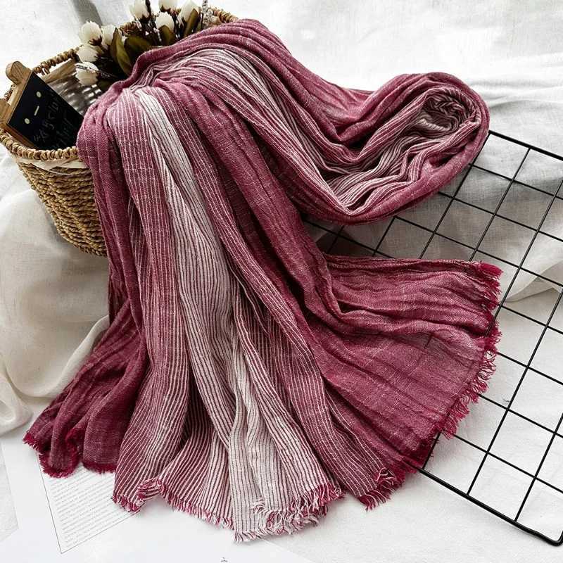 Fashion Simple Classic Scarf for Mens Autumn Solid Color Stripe Pattern Cotton Blended Silk Scarf for Mens Shawl W250107