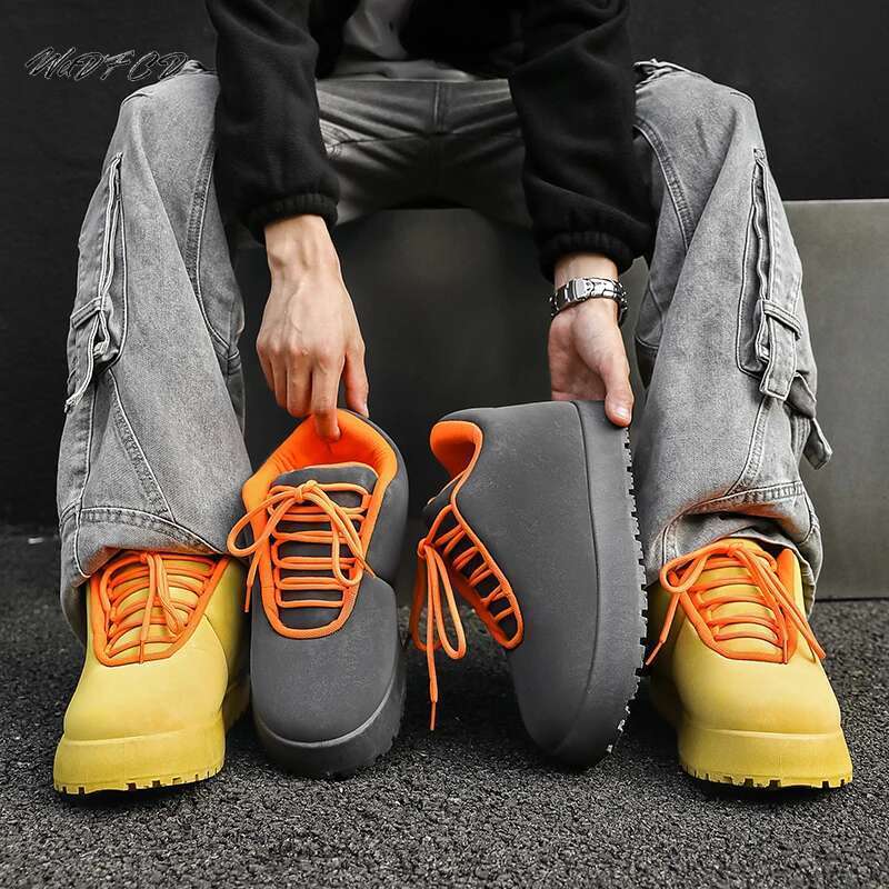 Chunky Sneaker Men Designer Winter Warm Boots Fashion Casual Microfiber Leather Upper Height Increased Flat Platform Board Shoes