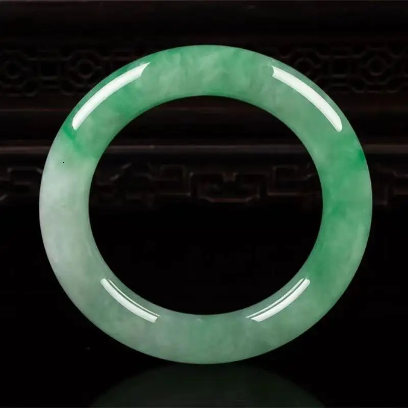 Jewelry Accessori Myanmar Ecological Pattern Pure Natural Ice Kind Green Flower Bracelet 250107
