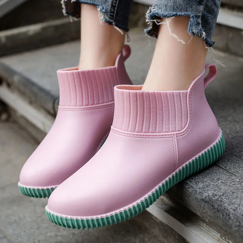 Fashion womens rain shoes low top waterproof shoes non-slip thick soled rain boots for women 250106