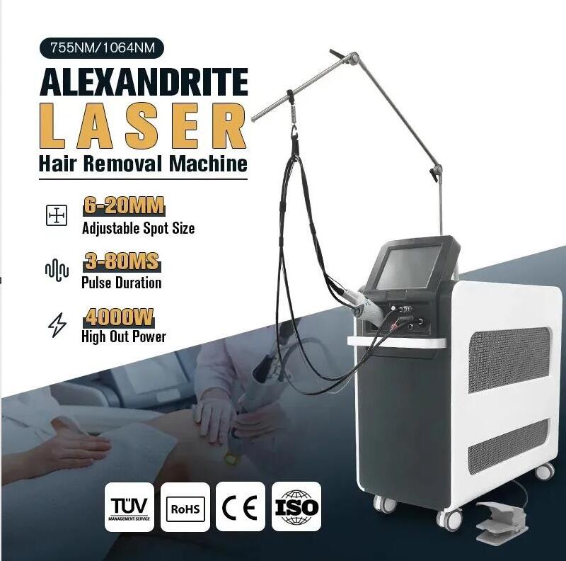 Alexandrite Laser hair removal 755nm 1064nm Long Pulse Nd Yag Hair Removal Device Skin Rejuvenation Veins Vascular pigment removal machine 1 year warr