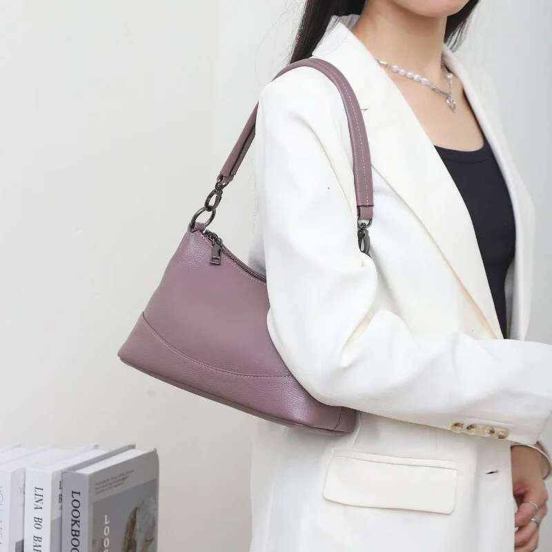 Cow Women's Shoulder Crossbody Bag, Simple Commuter Hobo Handbag,Good Quality Genuine Leather Large Capacity Ladies' Bag