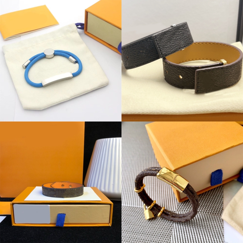 Elegant leather bangle luxury bracelet designer women trendy party charm jewelry gift no fade letter buckle metal plated gold bracelet men present xb116