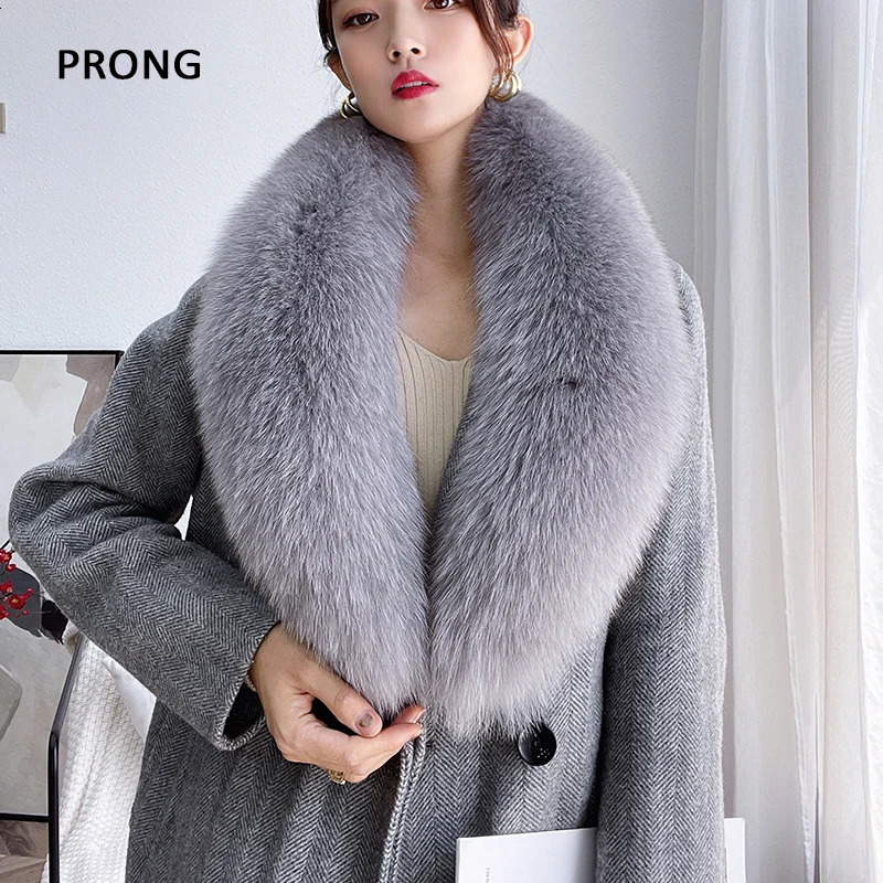 Real Fox Fur Collar For Women Men Coat Jacket Shawl Wraps Winter Warm Fur Collar Large Size Neck Warmer Fur Scarf Shawls 250106