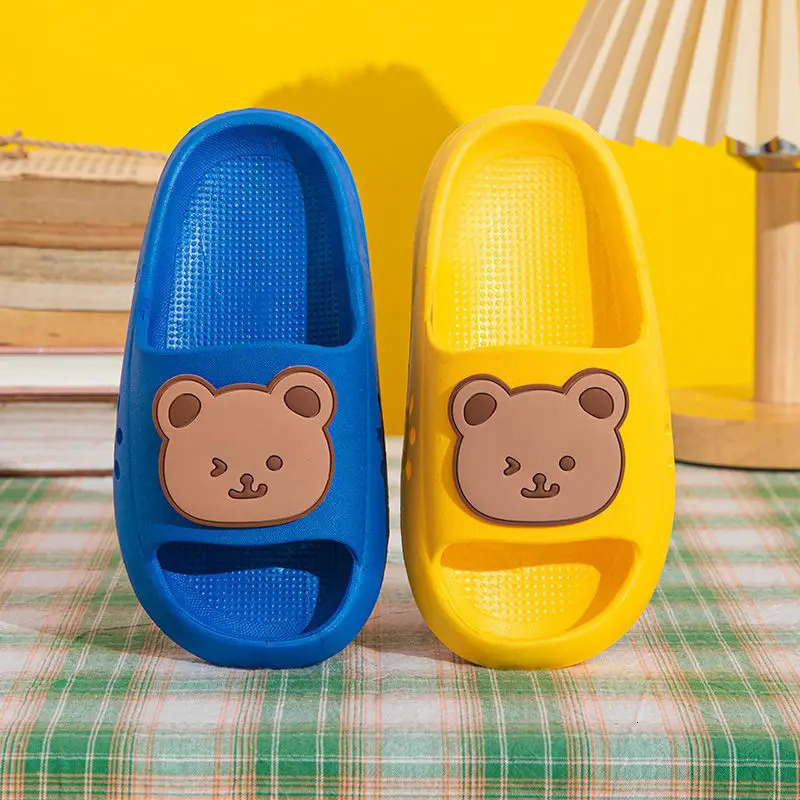 Cartoon Bear Kids Slippers Boys Girls Thick Sole Non-slip Beach Shoes Summer Soft EVA Comfort Flip Flops Indoor Bathroom Slipper 250106