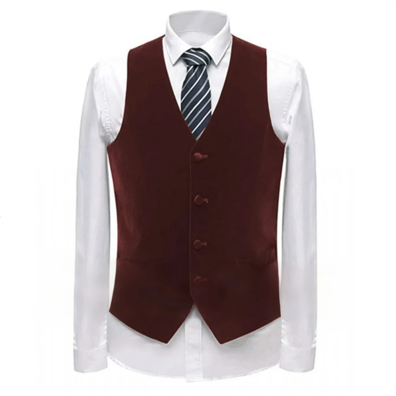 Mens Velvet Vest with Vneck Formal Suit VestsFashionable Singlebreasted Vests for Mensleeveless Jacket Pockets 250107