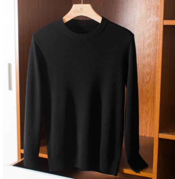 176Men Wool Sweater Four-pin Thick Warm Round Neck Autumn and Winter Bottoming Knitted