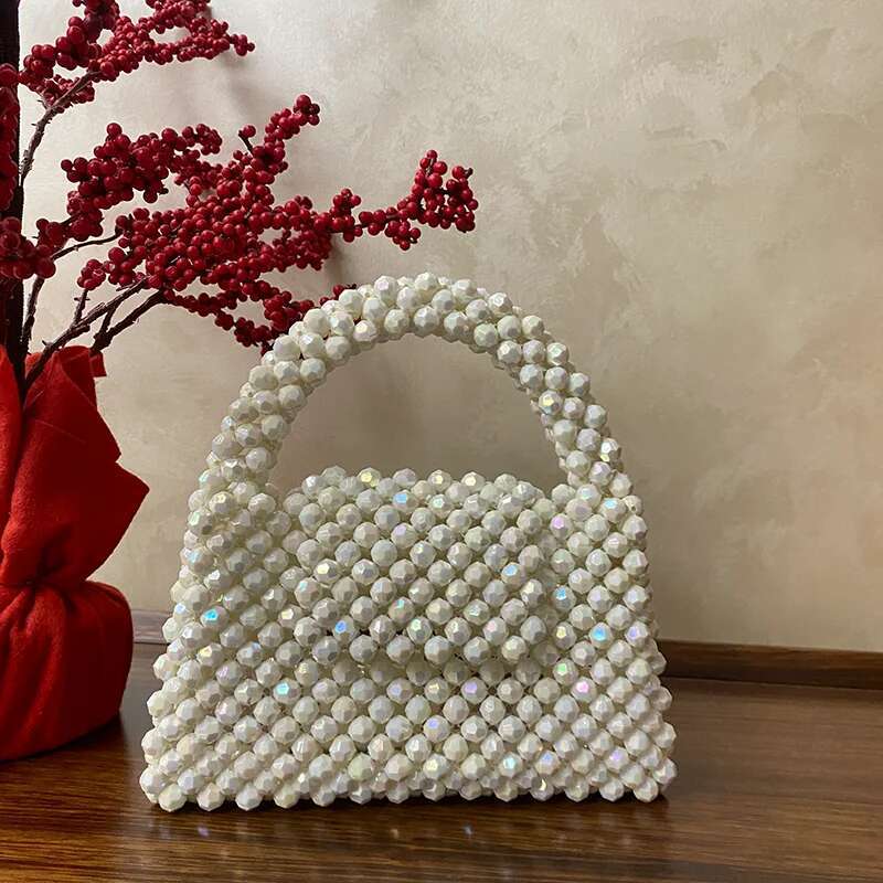 Bg Beads Bags Handmade Woven Beaded Women's Fashion Design Handbag Customized Acrylic Stone Ladies Party Clutch 2023