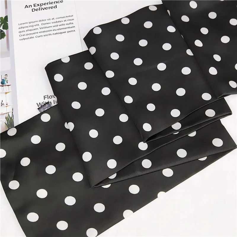 Womens polka dot printed handbag hair cap womens business suit small ribbon tie headband handle headband narrow scarf silk W250107