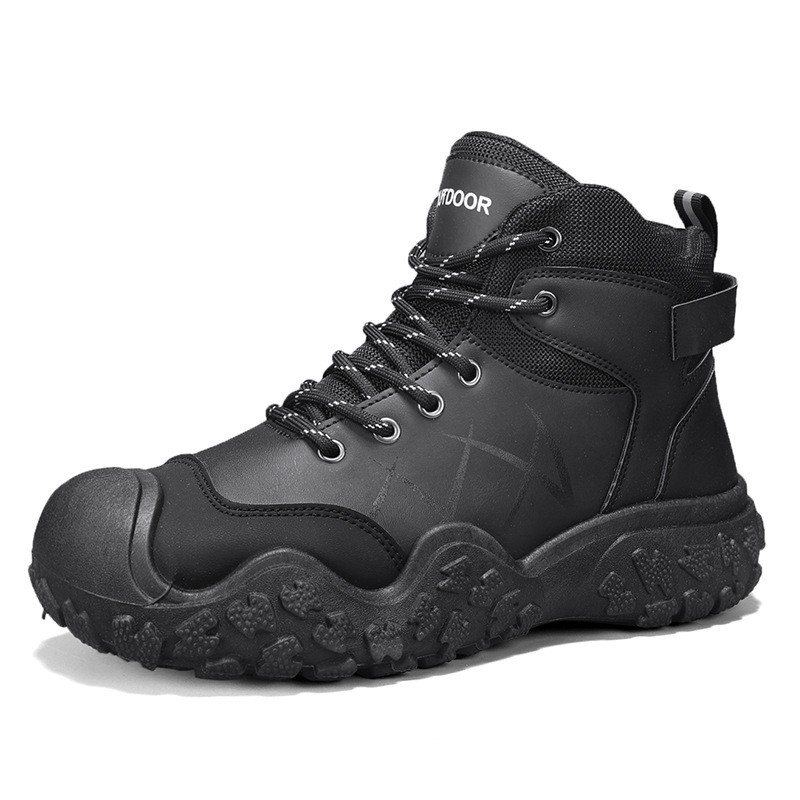 fashion outdoor shoes men keep warm mountaineering non-slip black green sports trainers sneakers