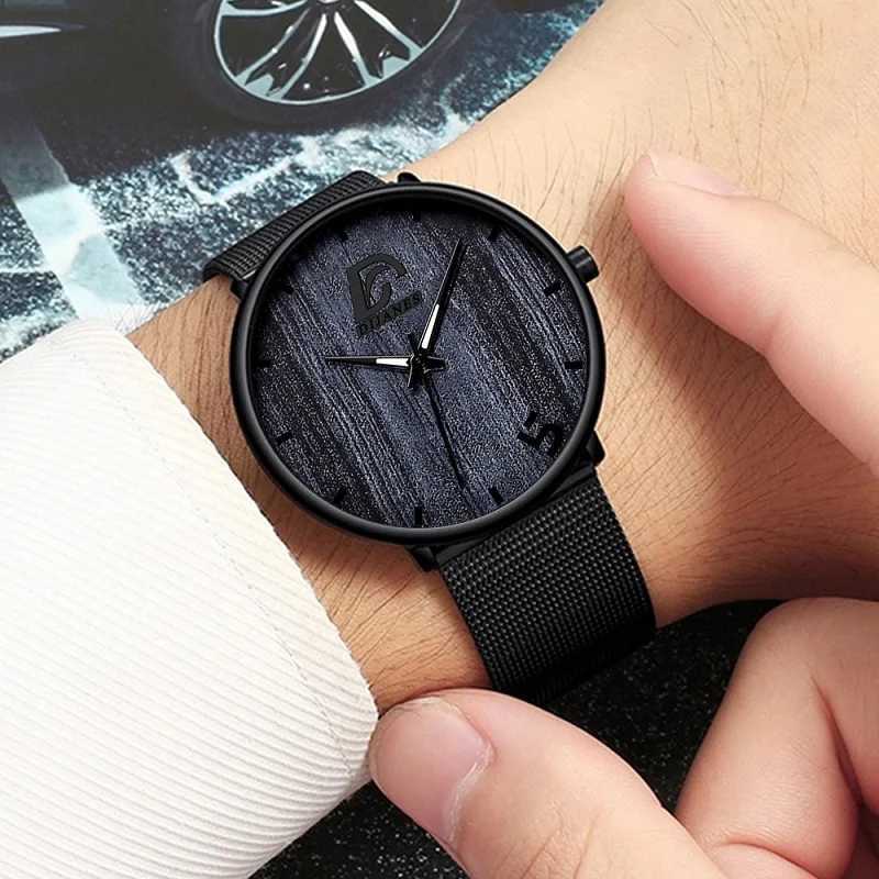 reloj hombre Mens Fashion Ultra Thin Minimalist Watches Men Business Stainless Steel Mesh Belt Quartz Watch relogio masculinoX250107