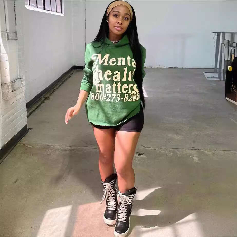 Fashionable autumn personalized street style American letter printed unisex hooded sweatshirt