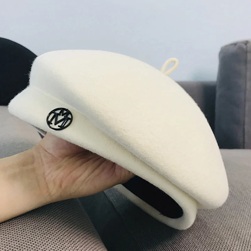 Classic Ladies Beret Hat Fancy Wool Felt Hat Warmer Winter hat Cap White Black Women Fedora Hat Fascinator Pillbox Hat Formal 250106