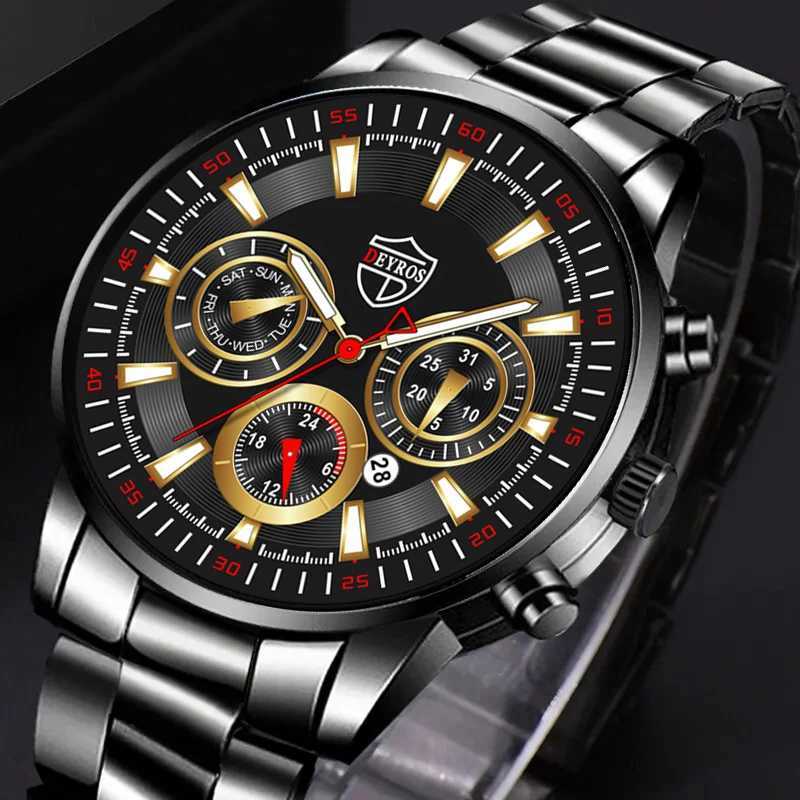 Fashion Mens Watches Business Stainless Steel Quartz Wrist Watch Male Casual Date Luminous Leather Bracelet ClockX250107