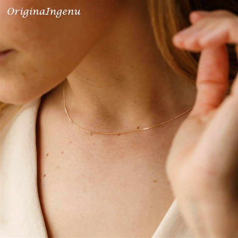14K Gold Filled Liquid Chain Necklace Dainty Necklace Gold Filled Choker Tarnish Resistant Necklace Vintage Jewelry250103