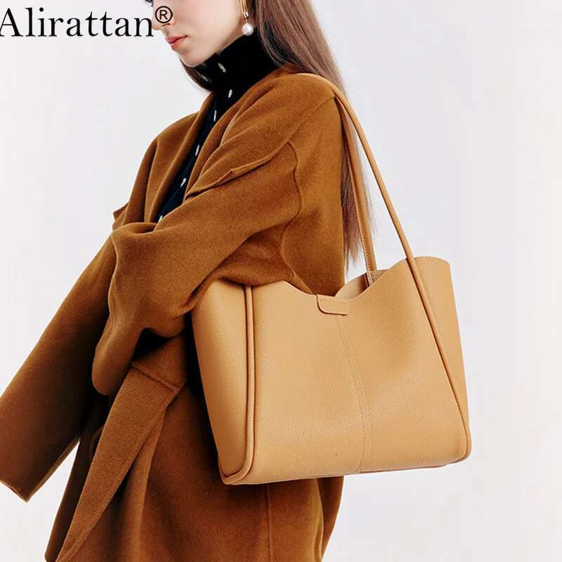 Alirattan Women New Genuine Leather Shoulder Bags 2025 Designer Fashion Lady Casual High Quality Cowhide Shopping Tote Bag