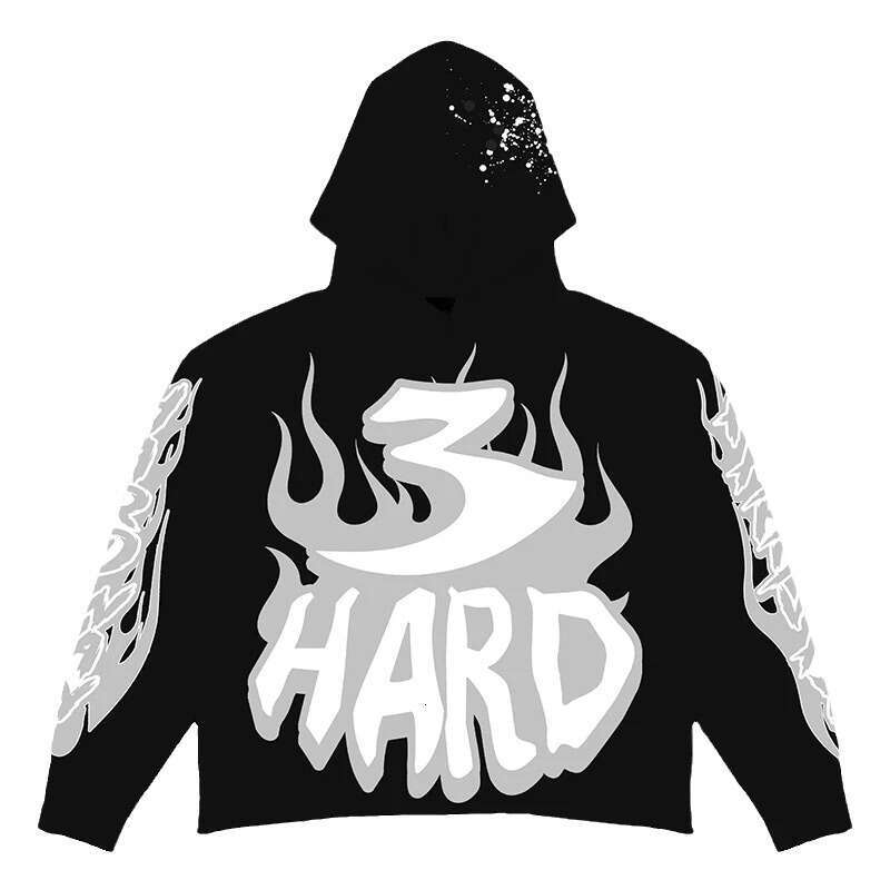 New Street Design Feel Alphabet Number Printed Loose Hoodie