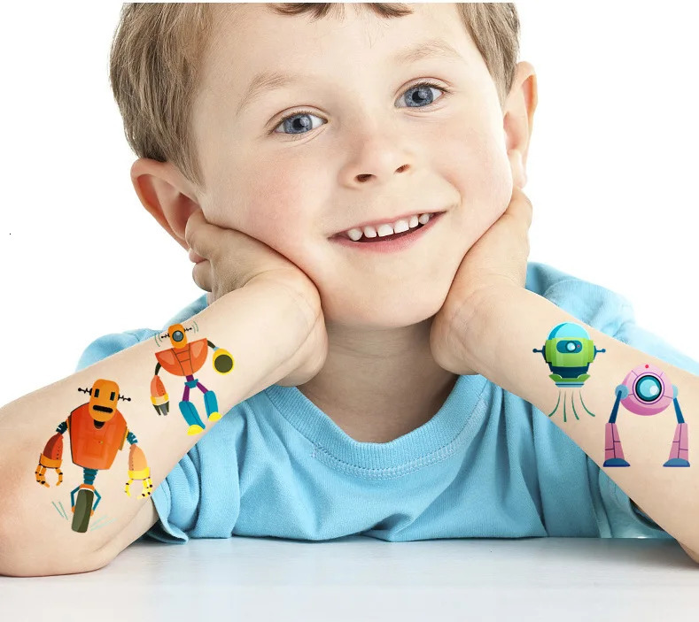 10pcs Children Cute Temporary Tattoo Sticker Princess Girl Boy Cartoon Dinosaur Car Ocean Watch Waterproof 241230