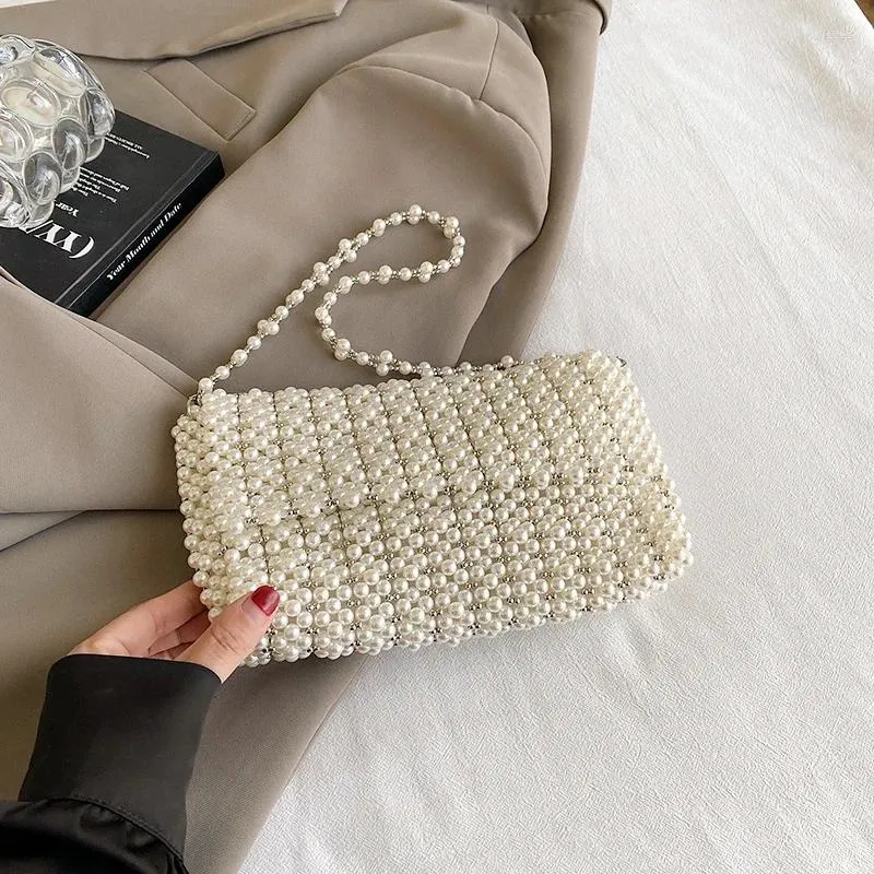 Chic Women's Crystal-Embellished Transparent Shoulder Bag with Feminine Pearl Detailing - Versatile Fashion Coin Purse & Cosmetic Case