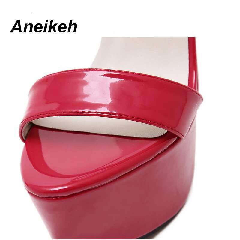 Aneikeh New 2024 Summer Fashion Sandals Sexy Open Toe 16Cm High Heels Party Dress Wedding Nightclub Women Shoes Black Red White