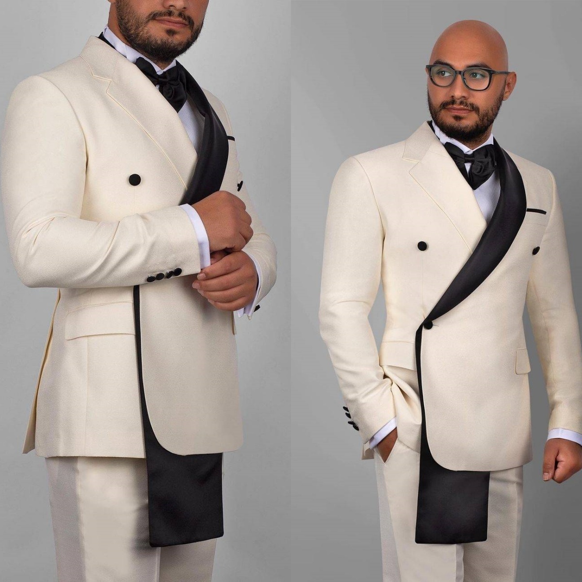 Unique Wedding Tuxedos 2 Piece Set Jacket Pants Men Suits Notched Lapel Double Breasted Groom Wear Party Event Customized