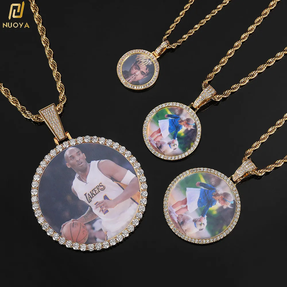 Custom Po Pendant Memory Medallions Solid Picture Necklacet Hip Hop Jewelry Personalized Iced Cubic Zircon Tennis Chains Gift 250107