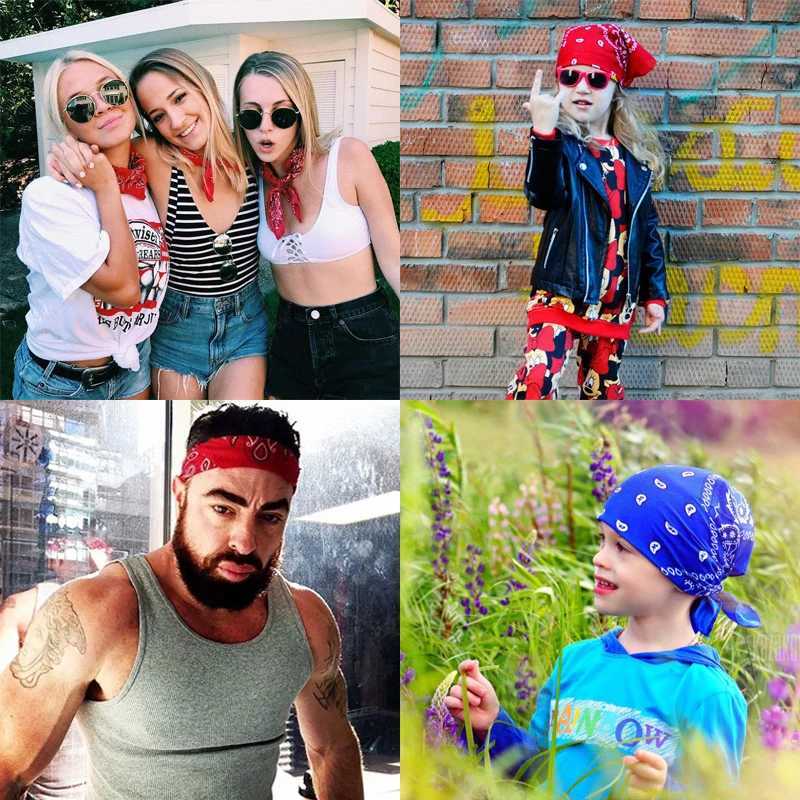 Unisex mens and womens bandana hair bun denim mens cycling sports headband wrist hair clip paisley headband square scarf W250107