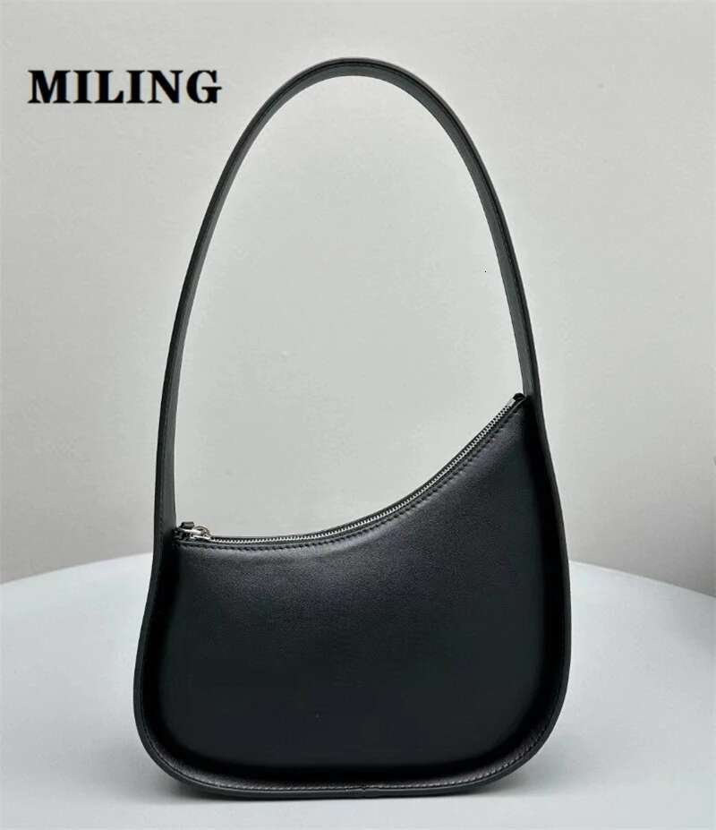Calfskin Leather Shoulder Women's Fashion Underarm Handbag 2025 New Half Moon Bag Lady Design Purses